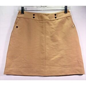 H&M Women's Khaki Color Mini Lined Aline Skirt Preppy Casual Size 4
